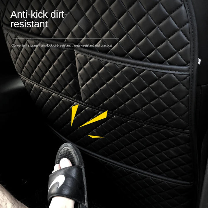 Anti Kick Pad With Organizer & Pockets For Car, Leather Material, Universal Design, Protector Cover, Waterproof