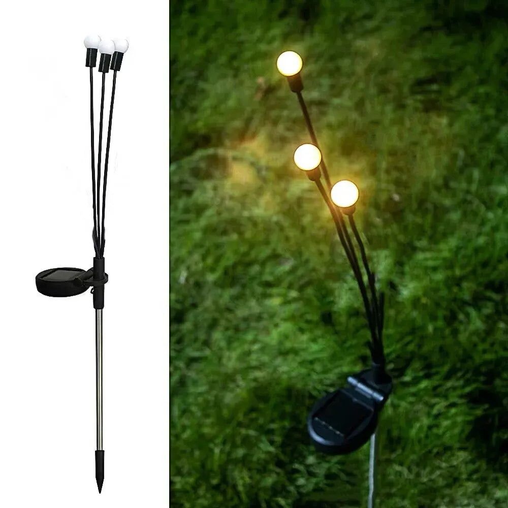 Three Headed Firefly Solar Outdoor Waterproof Lamp For Courtyard, Garden, Outdoor Area, Lawn Decoration