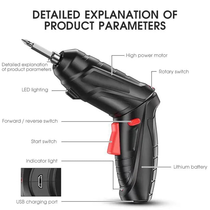 3.6 Volt Electric Drill With Rotated Cordless Screwdriver, Power Tool For Household Maintenance Repair With 1800mAh Lithium Battery