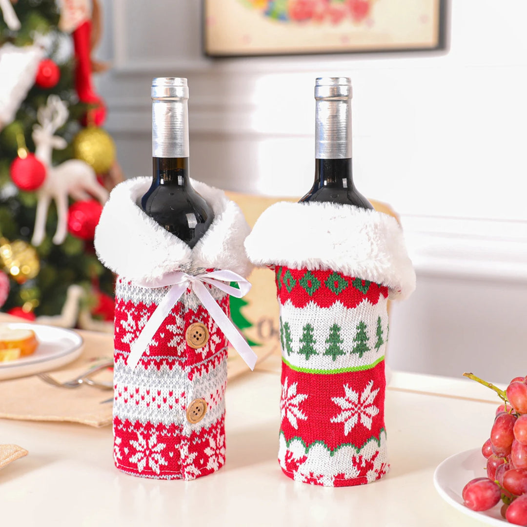 Christmas Wine Bottle Cover Merry Christmas Decorations For Home 2024 Cristmas Ornament Xmas Navidad Gifts New Year 2024