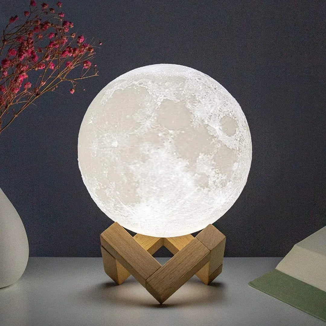 8cm LED Moon Night Light with Stand - Battery Powered, Ideal for Kids and Bedroom Decor