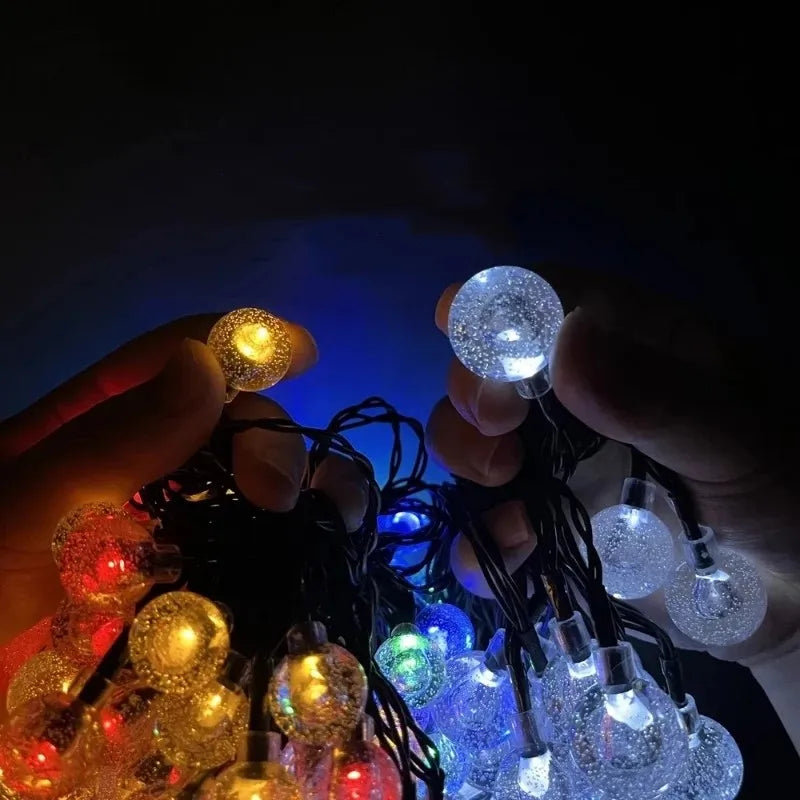 Outdoor Solar String Lights 200 LED Crystal Globe Lights Waterproof Solar Festoon Fairy Light for Garden, Christmas, Ramadan Decoration