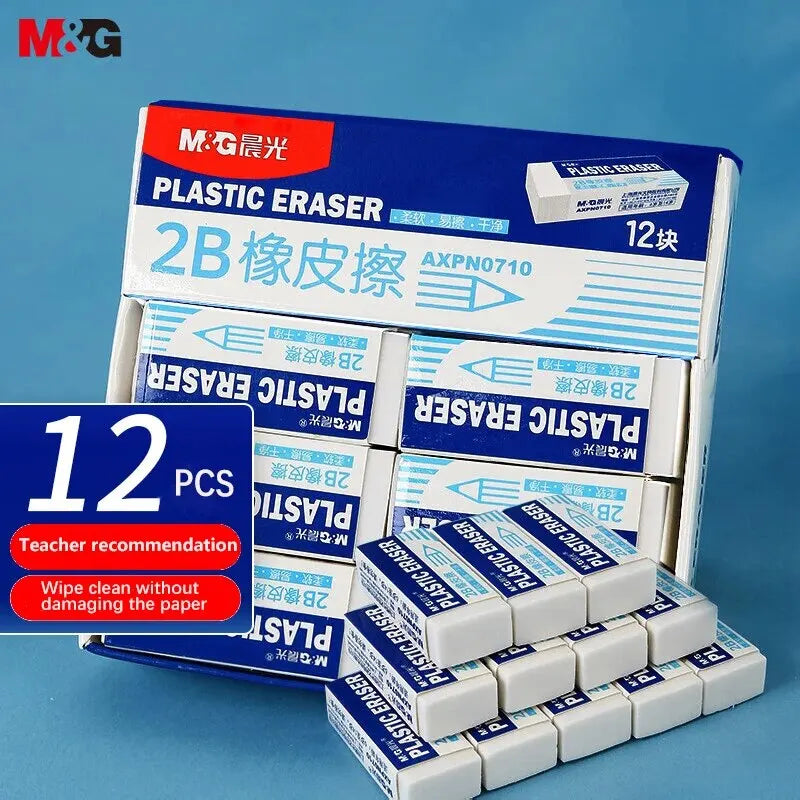 12 Pack 2B Small Eraser Exams,  Study, Art | Eraser School Stationery White Color