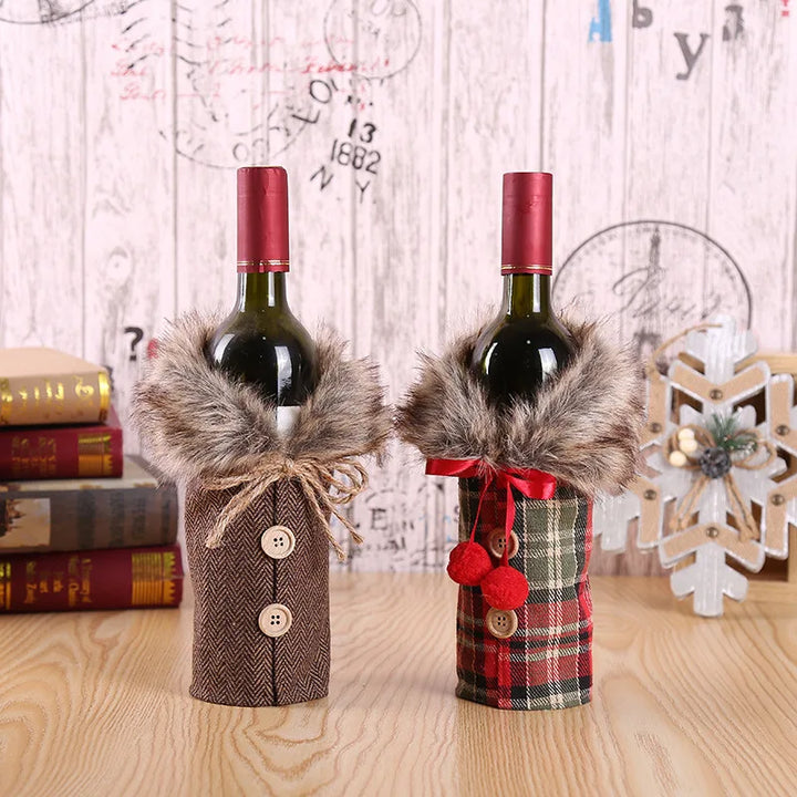 Christmas Wine Bottle Cover Merry Christmas Decorations For Home 2024 Cristmas Ornament Xmas Navidad Gifts New Year 2024