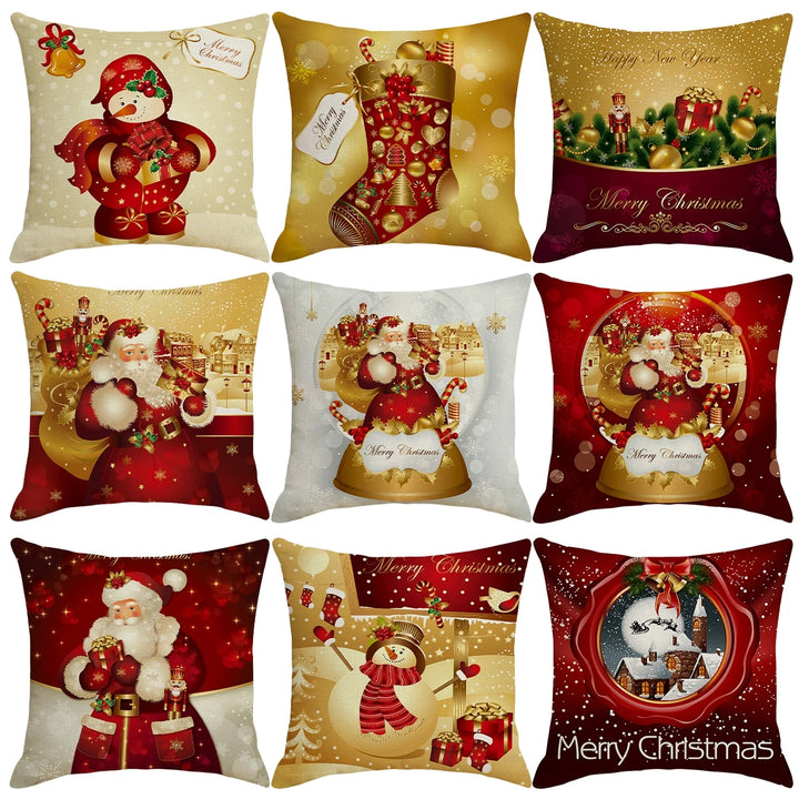 Christmas Cushion Cover Merry Christmas Decorations for Home 2024 Christmas Ornament Navidad Noel Xmas Gifts Happy New Year 2024