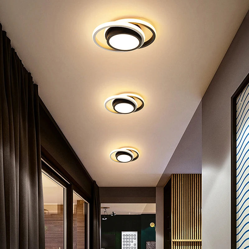 Small Modern LED Ceiling Light, 2 Rings Creative Design, Ceiling Lamp, Indoor Lighting Fixtures, Hallway, Balcony, Aisle, Office