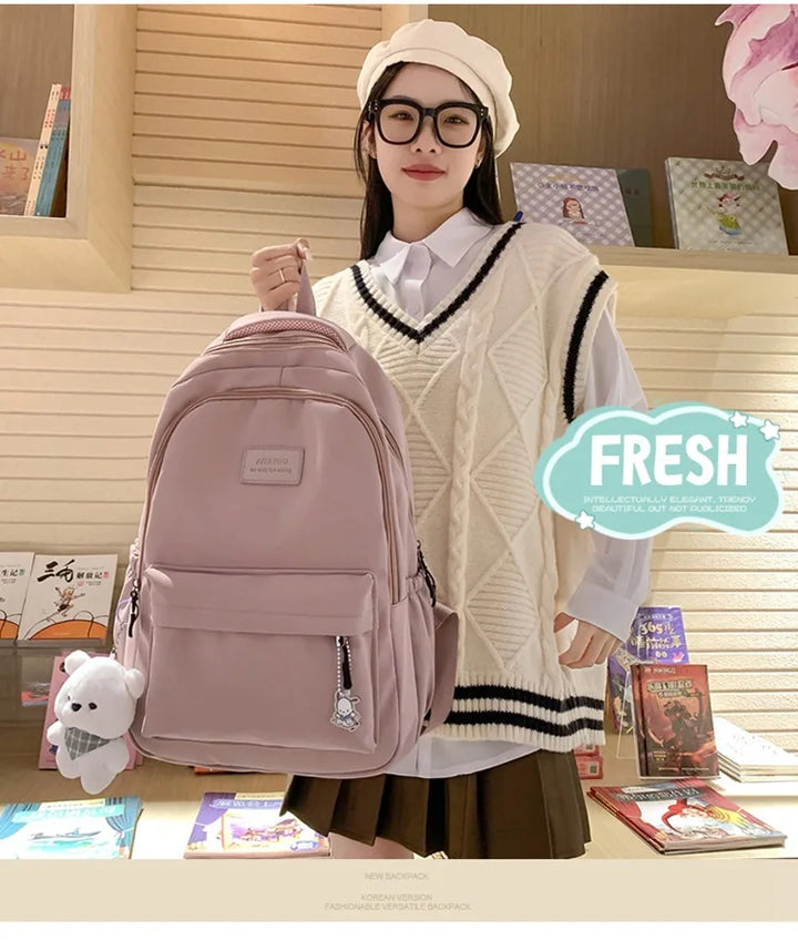 Waterproof Bag Backpack|Nylon Rucksack Fashionable For Girls| Women Shoulder High School Black Backpack