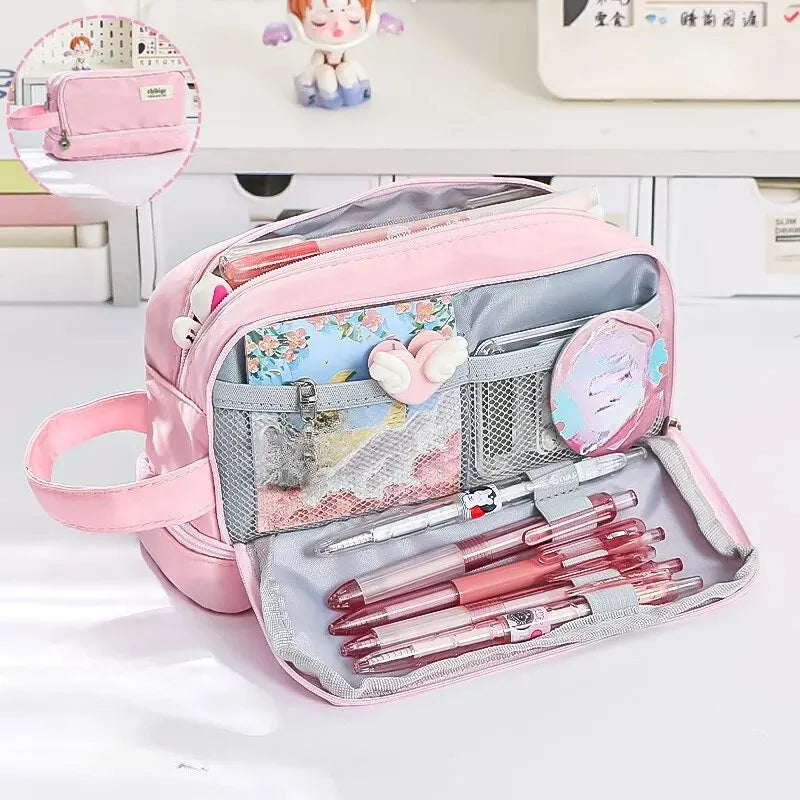 Pencil Bag for School Students with Large Capacity Multi-functional Pen Case | Macaron Color Matching Cute Pencil Case