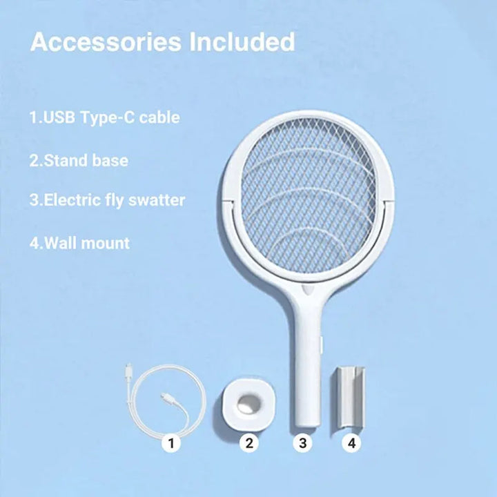 5 In 1 Fast Charging Electric Mosquito Swatter - Battery Powered Lamp with Adjustable ABS Racket