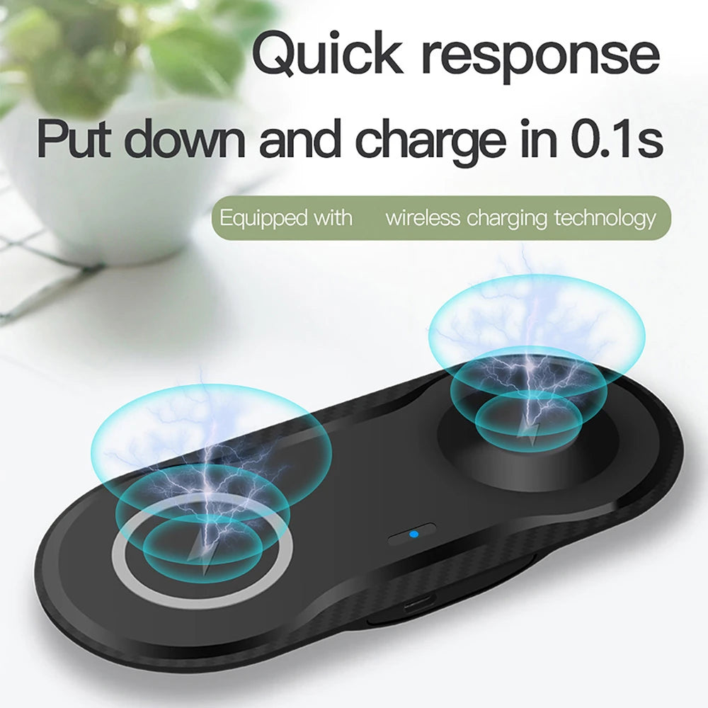 20W 2 in 1 Wireless Charger Pad For Phones, Samsung Galaxy Watch & Air Pods | Smart Fast Universal Charger for With Active Buds Dual Fast Charging Dock Station (No Adapter)