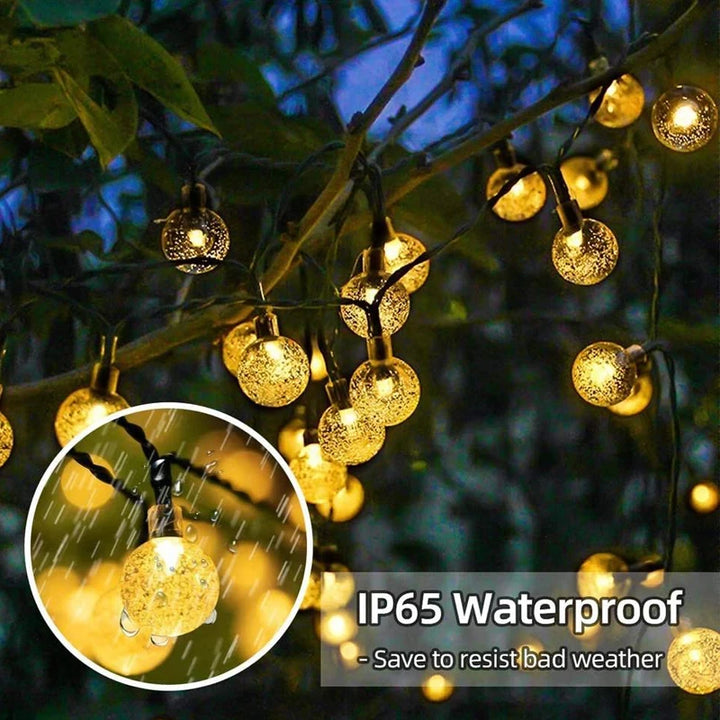 Solar Crystal LED String Lights, 60 LED 8 Lighting Modes, IP65, Fairy Light, Christmas, Garland For Garden Party Decor - 1&2 Pcs