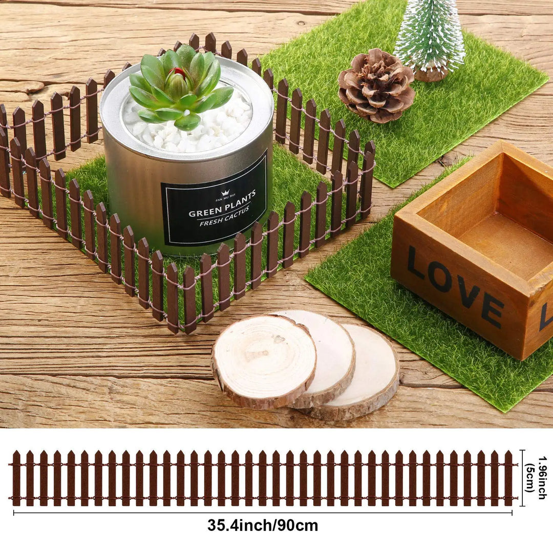 Fairy Garden Accessories Mini Wooden Fence 90x5cm DIY Dollhouse Home Decor