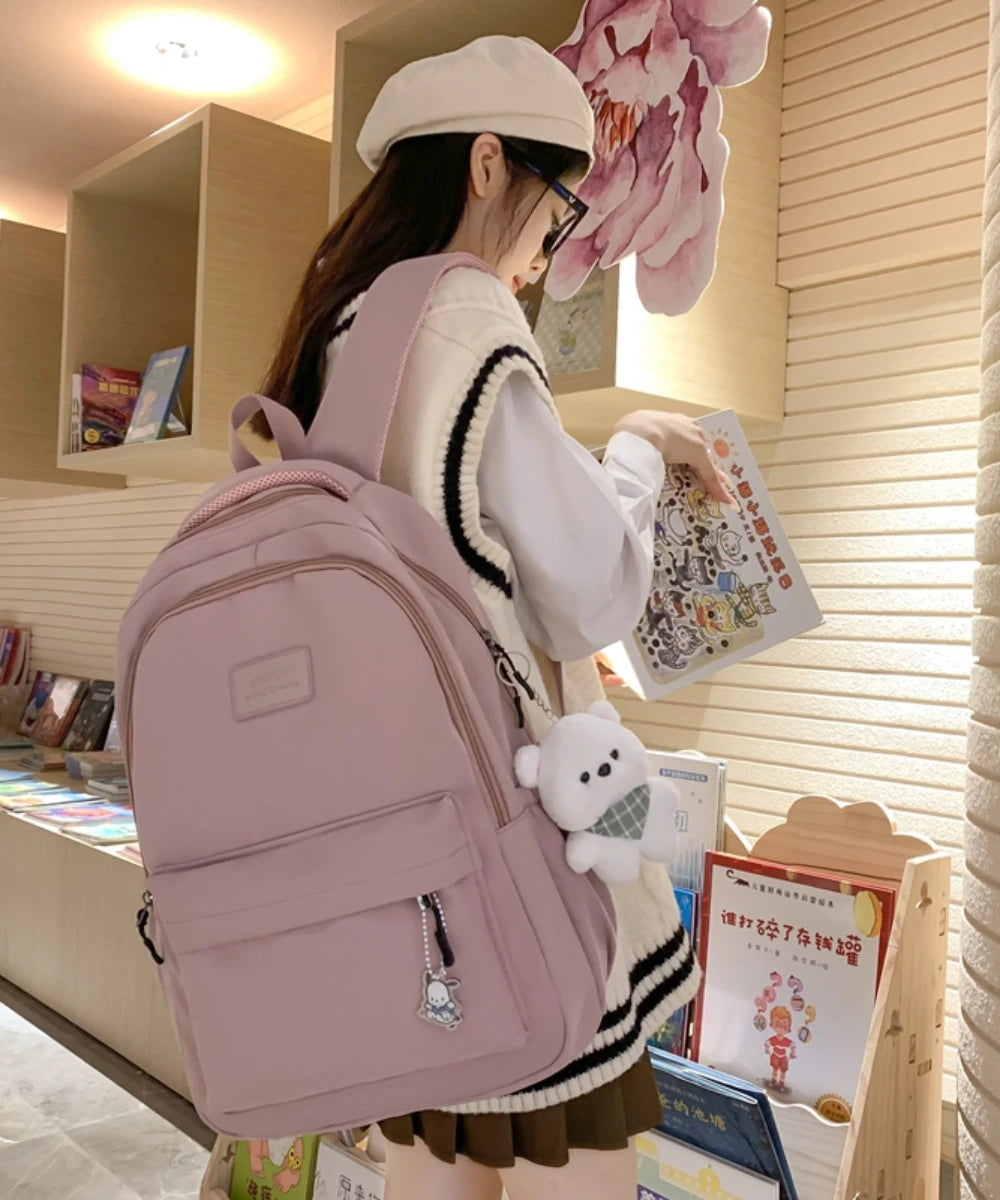 Waterproof Bag Backpack|Nylon Rucksack Fashionable For Girls| Women Shoulder High School Black Backpack