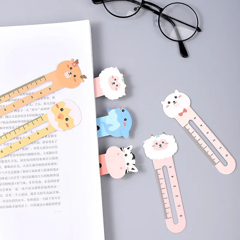 50Pcs/pack Cartoon Animal Bookmark |Bear, Kitten Student Ruler Bookmark Students Supplies