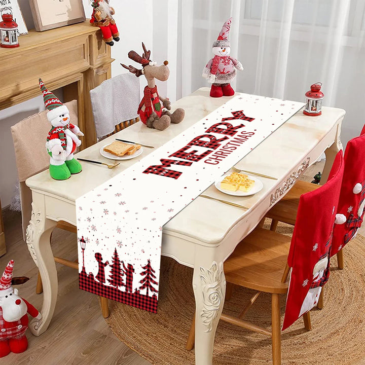 Polyester Christmas Table Runner Merry Christmas Decorations for Home decor 2024 Xmas Navidad Notal Noel Gifts New Year 2024