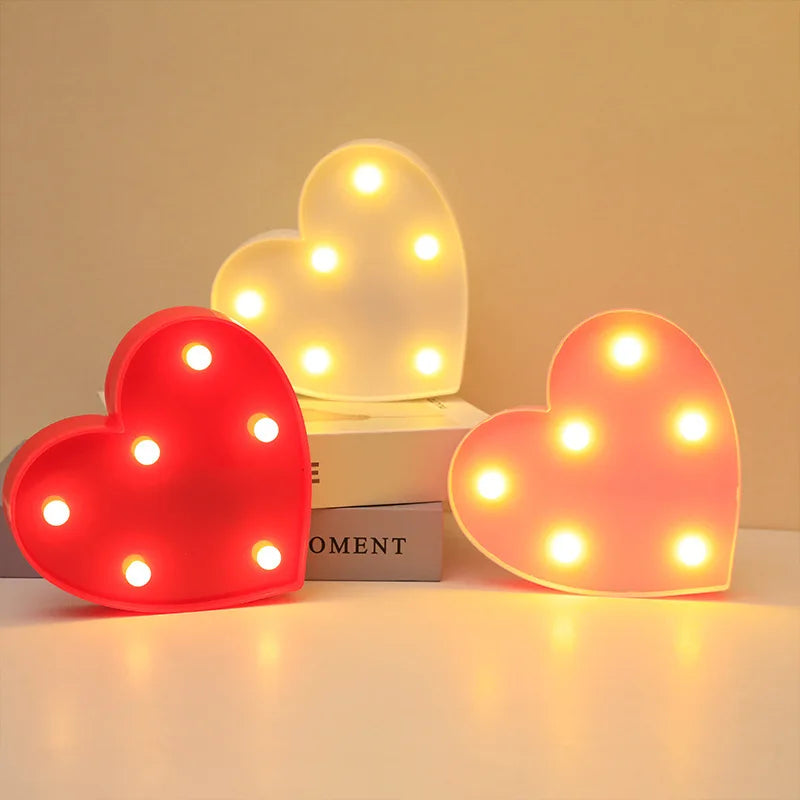 Love Heart LED Lamp Wedding Party Romantic Red Pink Night Light Ornament Birthday Christmas Home Decoration Valentines Day Gift