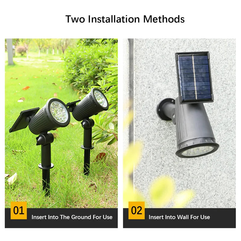 9 LEDs Solar Spotlights, Outdoor, IP65 Waterproof, Spot Lights, Brightness Adjustable for Garden, Backyard, Driveway, Patio, Lawn Decor