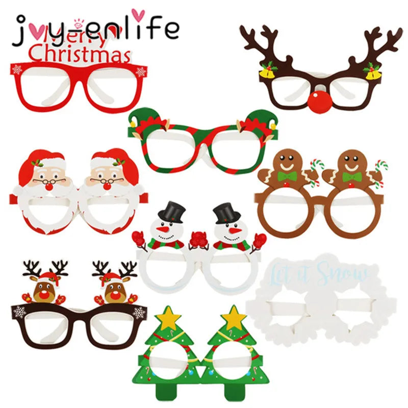 Santa Claus-themed paper glasses for photos