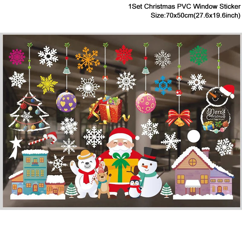 Santa Claus Snowman Elk Window Stickers