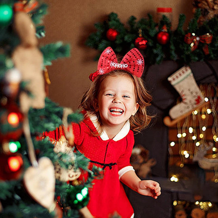 Santa and elk-themed holiday hair accessories