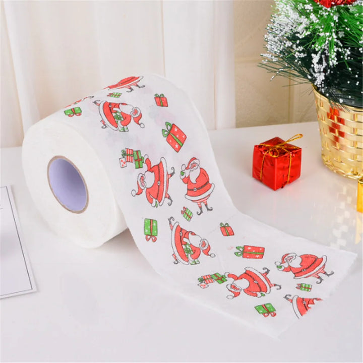 Santa and reindeer toilet paper roll