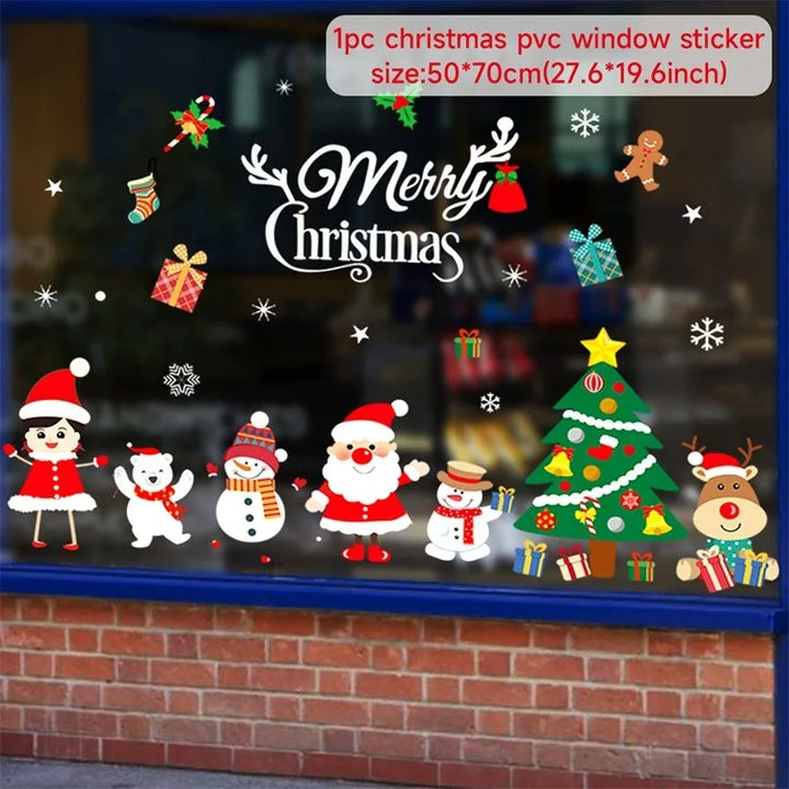 Santa and snowman Merry Christmas window Sticker