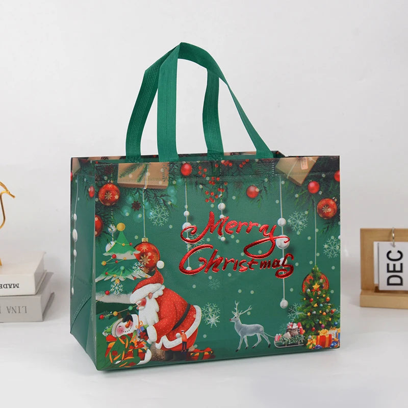 Santa and snowman holiday gift bag set