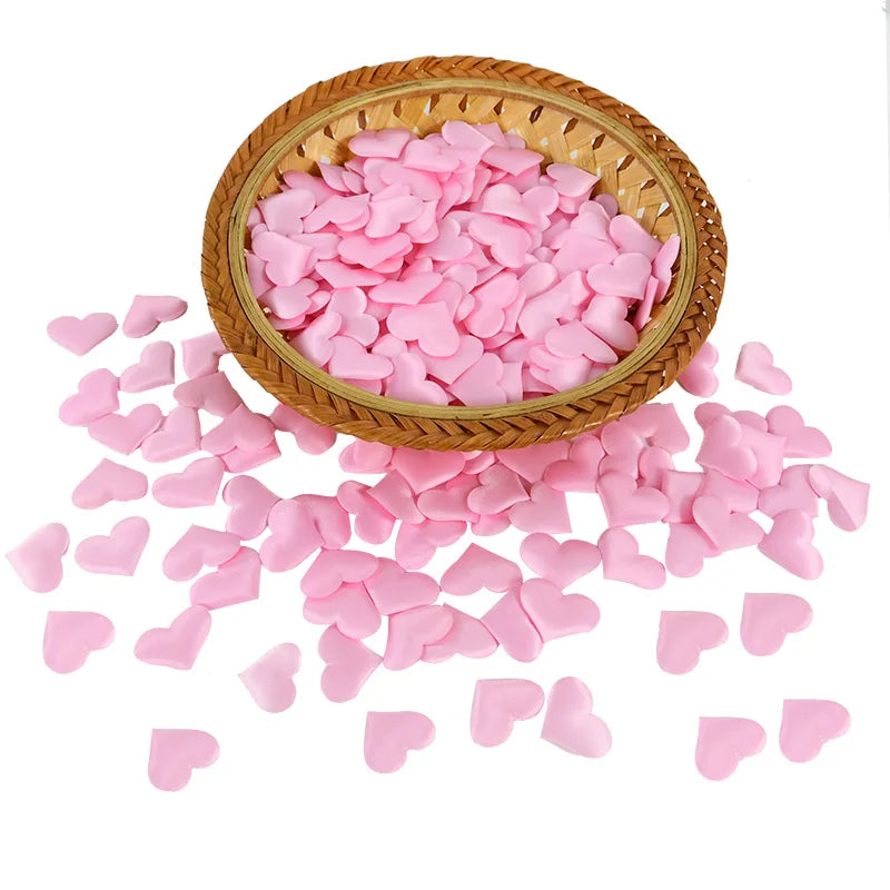 Satin fabric heart-shaped petals