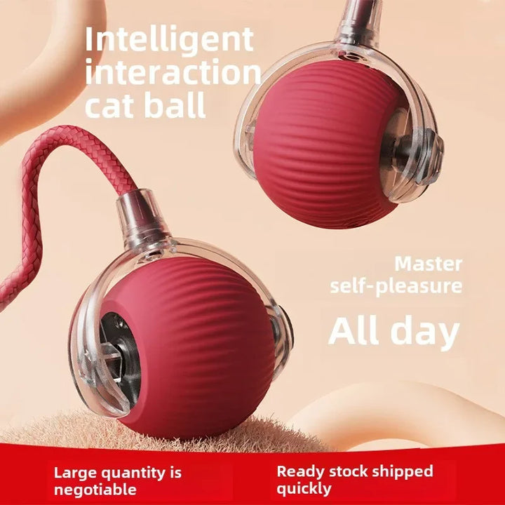 Electric Cat Ball Toy Automatic Rolling Fake Tail Ball Rechargeable Pet Interactive Toy Accessories for Cats Toys Things Games