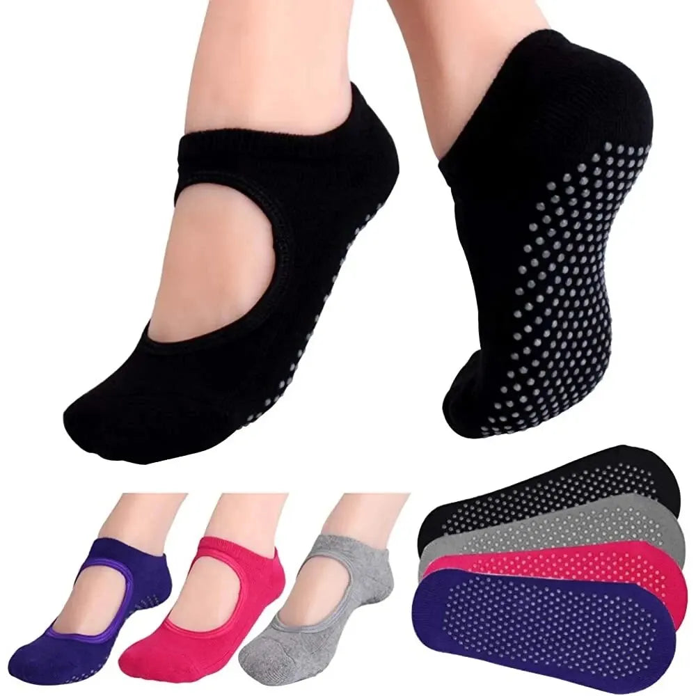 Backless Non-slip Fitness Yoga Socks Cotton Women Sport Pilates Socks