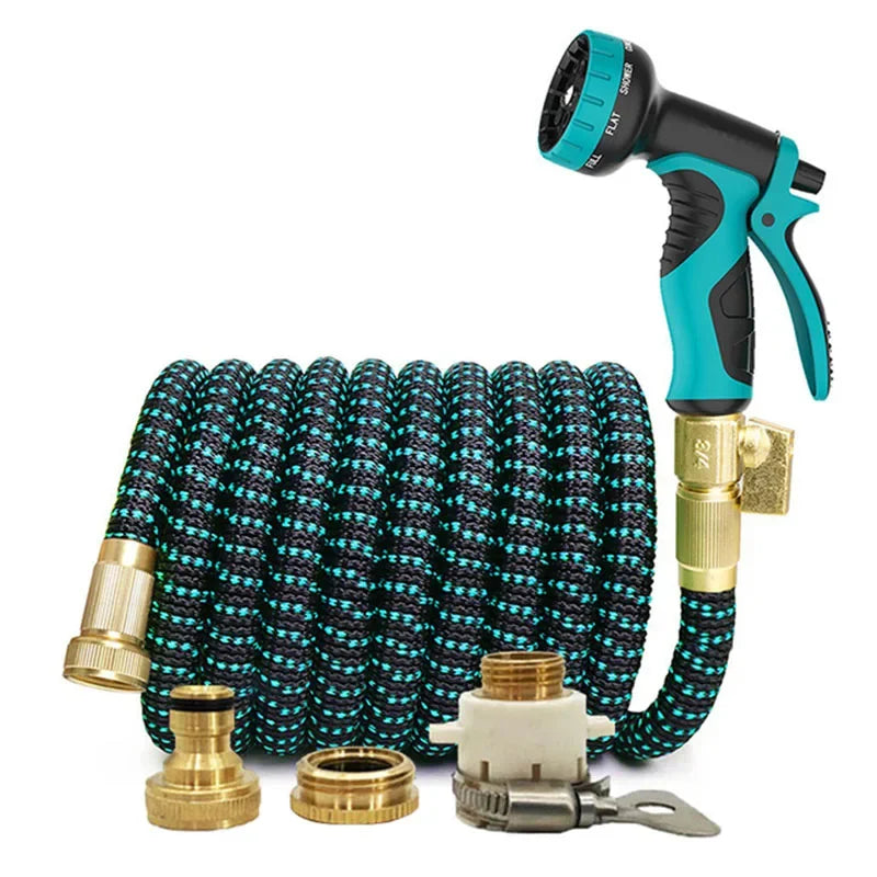 Expandable Double Metal Connector Garden Water Hose | High-Pressure PVC Water Pipe for Garden, Farm, Lawn Irrigation Car Wash