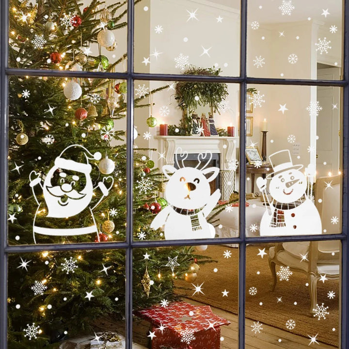 Santa claus snowman window stickers for christmas