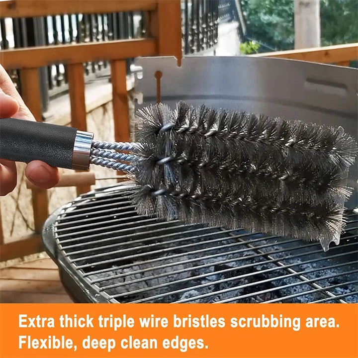 Safe Grill Brush and Scraper - 18 Inch Deluxe Handle, Stainless Steel Bristles for BBQ