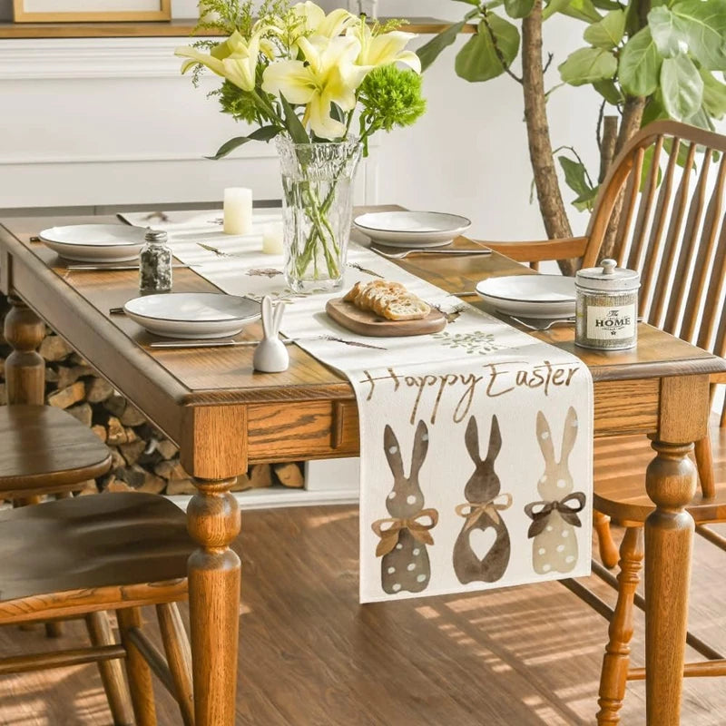 Festive Easter table runner close-up