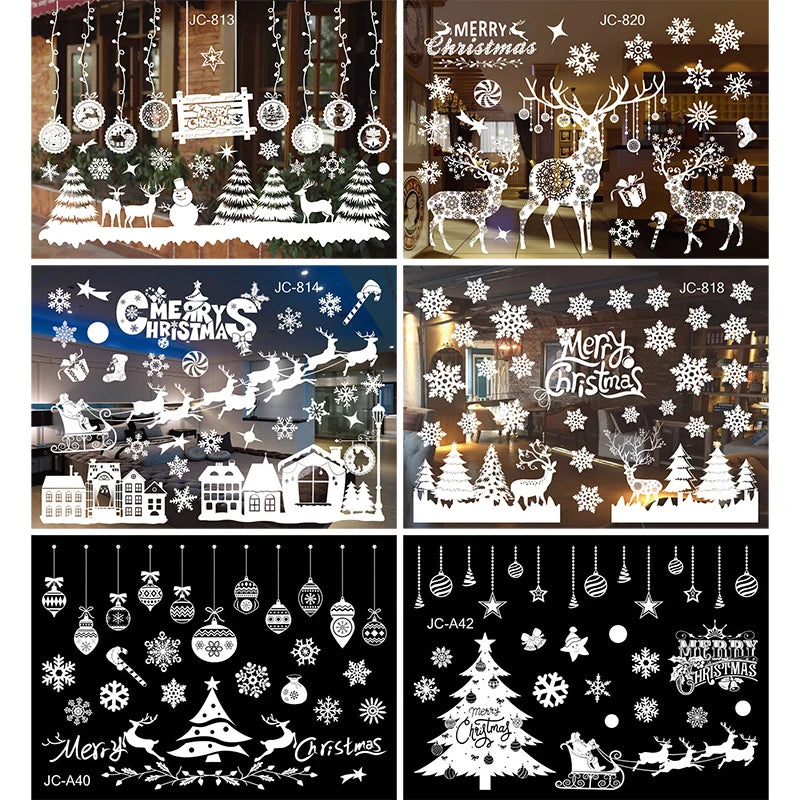 Christmas Window Sticker Merry Christmas Decorations For Home 2024 Cristmas Ornament Xmas Navidad Natal Gifts New Year 2024