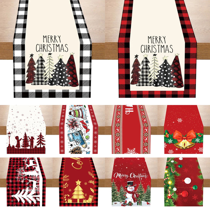 Polyester Christmas Table Runner Merry Christmas Decorations for Home decor 2024 Xmas Navidad Notal Noel Gifts New Year 2024