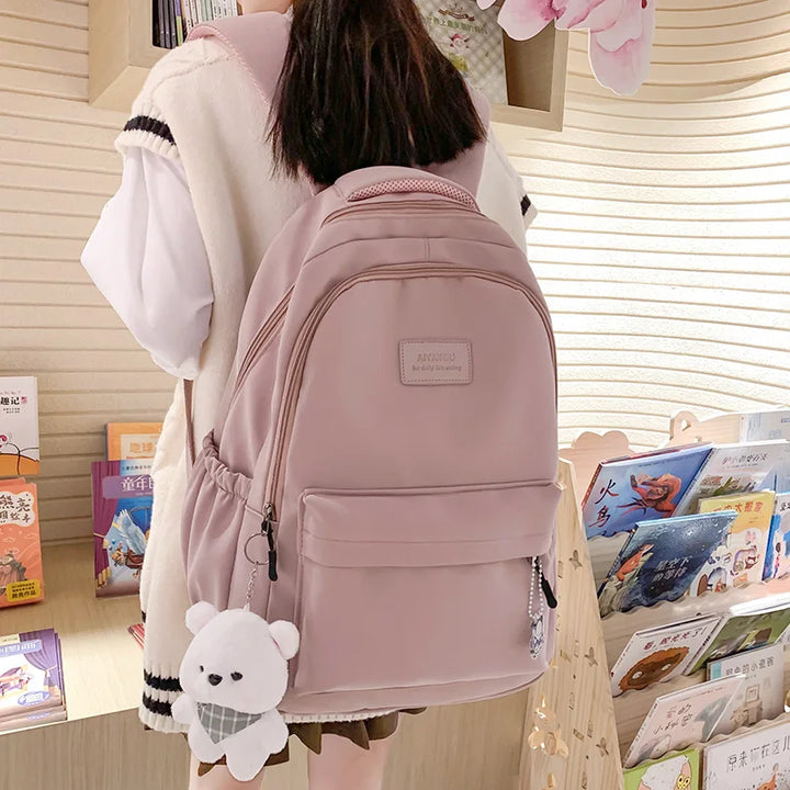 Waterproof Bag Backpack|Nylon Rucksack Fashionable For Girls| Women Shoulder High School Black Backpack