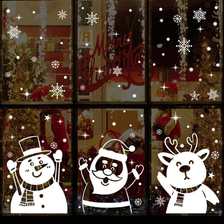 snowman santa window stickers set