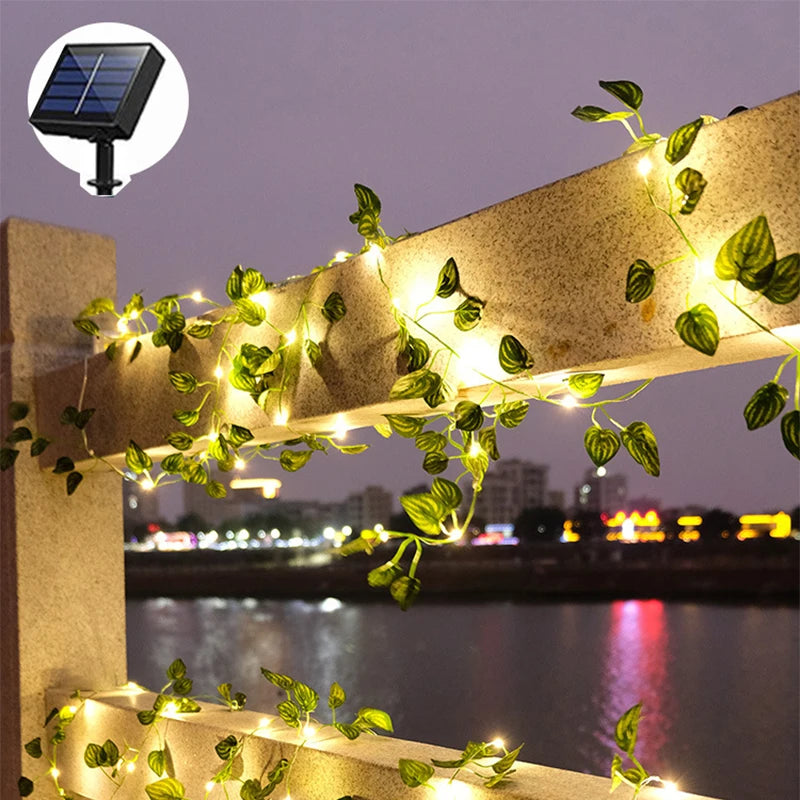 5M/ 10M Solar Fairy LED Lights | Maple Leaf | Waterproof Outdoor Garland Solar Lamp | Christmas, Garden Decoration