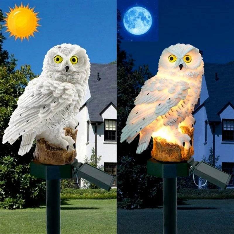 Solar Powered LED Owl Animal Home | Artificial Flowers Garden Lights | Waterproof Outdoor Solar Lawn Lamp Outside LED Decoration