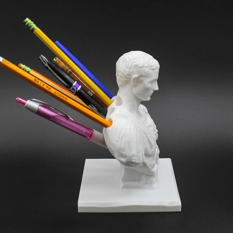 Julius Caesar Statue Office Desk Pen Holder Organizer Decor Gift Stationery Teacher