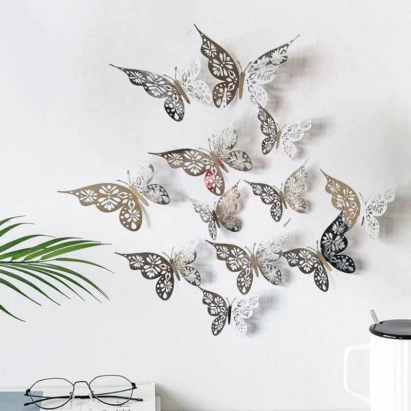 3D hollow butterfly wall sticker showing intricate design and texture.