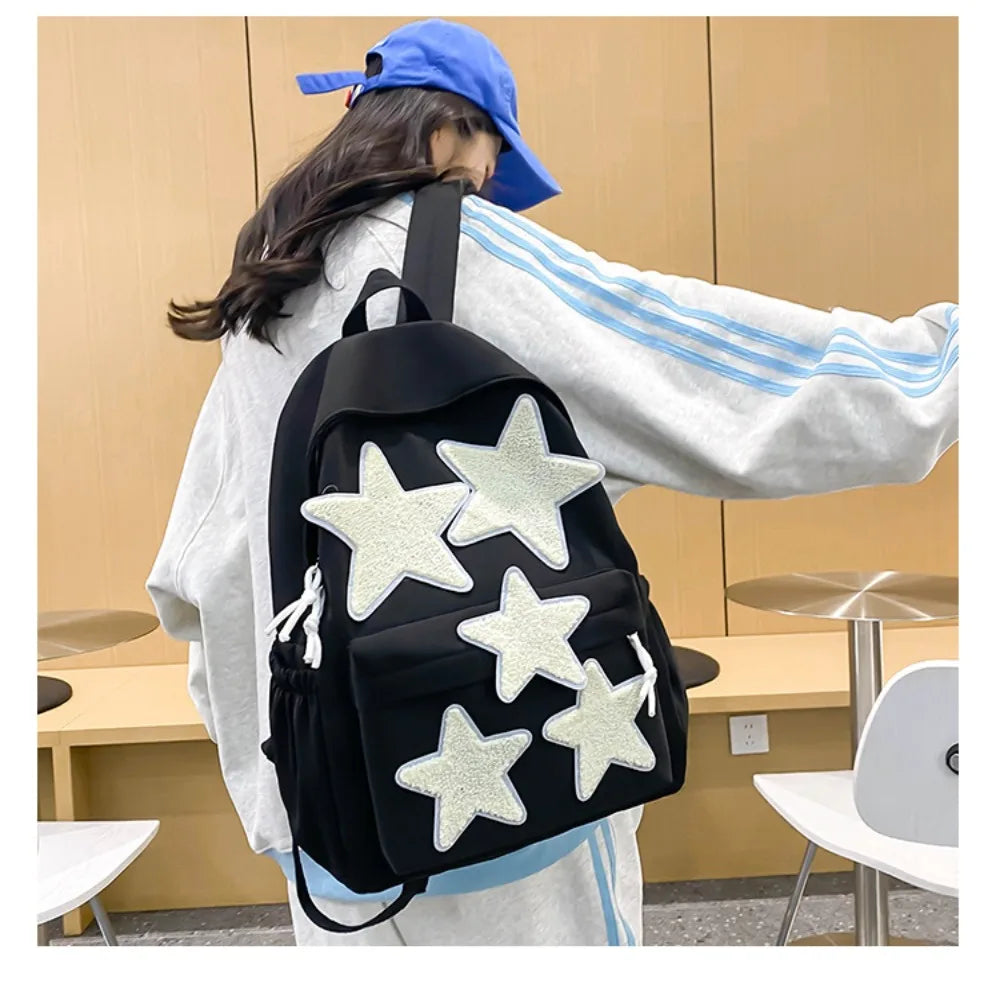 Fashion Stars Large Capacity Waterproof School Backpack |Nylon Shoulder Bags