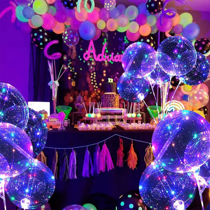 10 Pcs LED Clear Balloons With Luminous Light String For Festival, Birthday, Wedding, Party