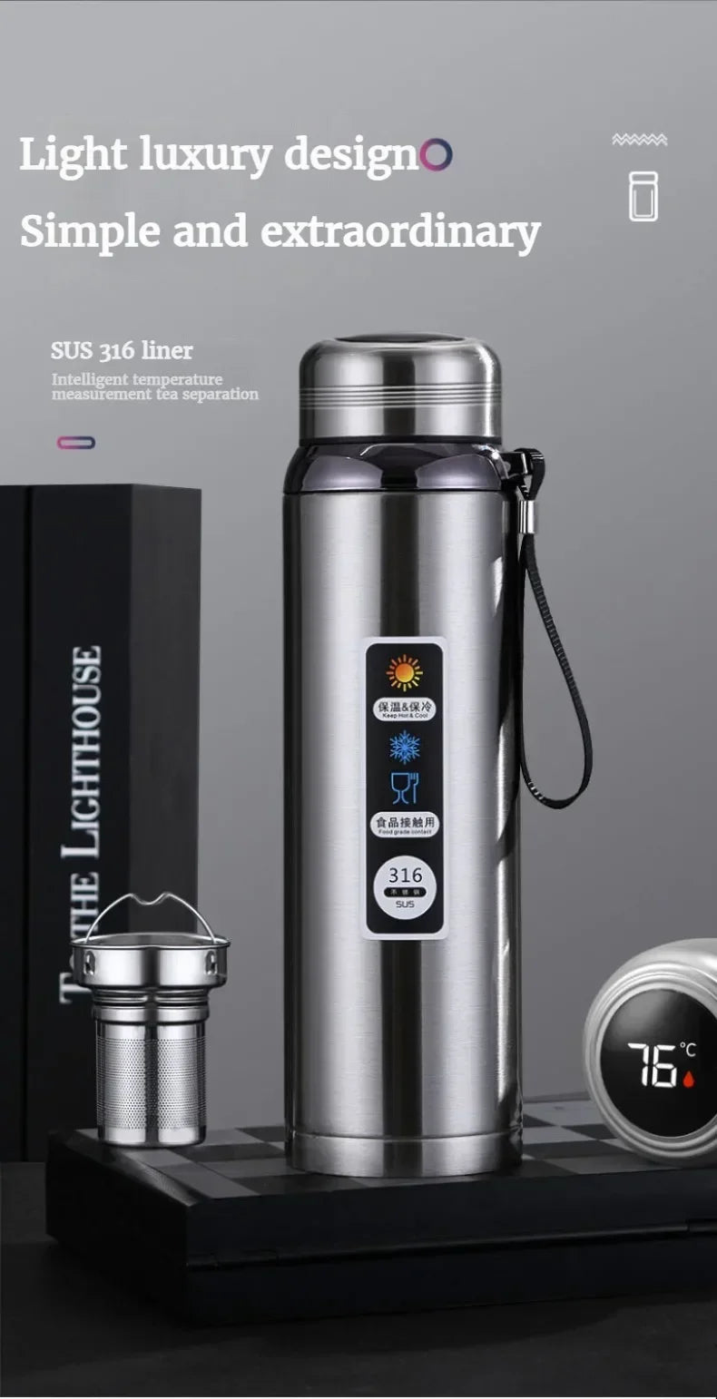 1.5L 316 Stainless Steel Water Bottle with Intelligent Temperature Display | Portable Thermos Cup, Tumbler,insulated Cup Vacuum Flask