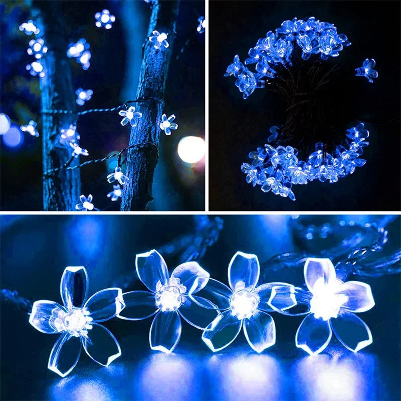 Solar Garden Light Flower - Outdoor Waterproof Fairy Simulation Floral Garlands Lamp