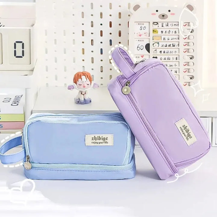 Pencil Bag for School Students with Large Capacity Multi-functional Pen Case | Macaron Color Matching Cute Pencil Case