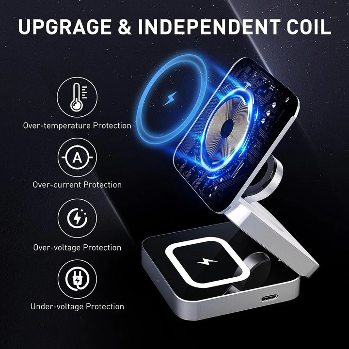 30W, 3 In 1 Magnetic Wireless Charger Stand Pad for iPhone 15 14 13 12 Pro Max Airpods Pro iWatch 8 7 6 Fast | Charging Dock Station