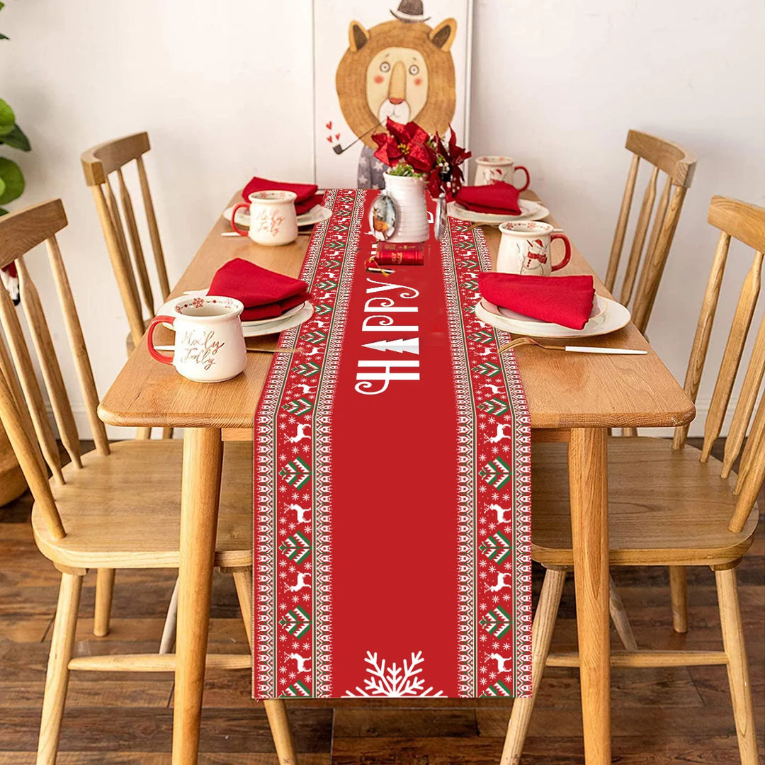 Polyester Christmas Table Runner Merry Christmas Decorations for Home decor 2024 Xmas Navidad Notal Noel Gifts New Year 2024