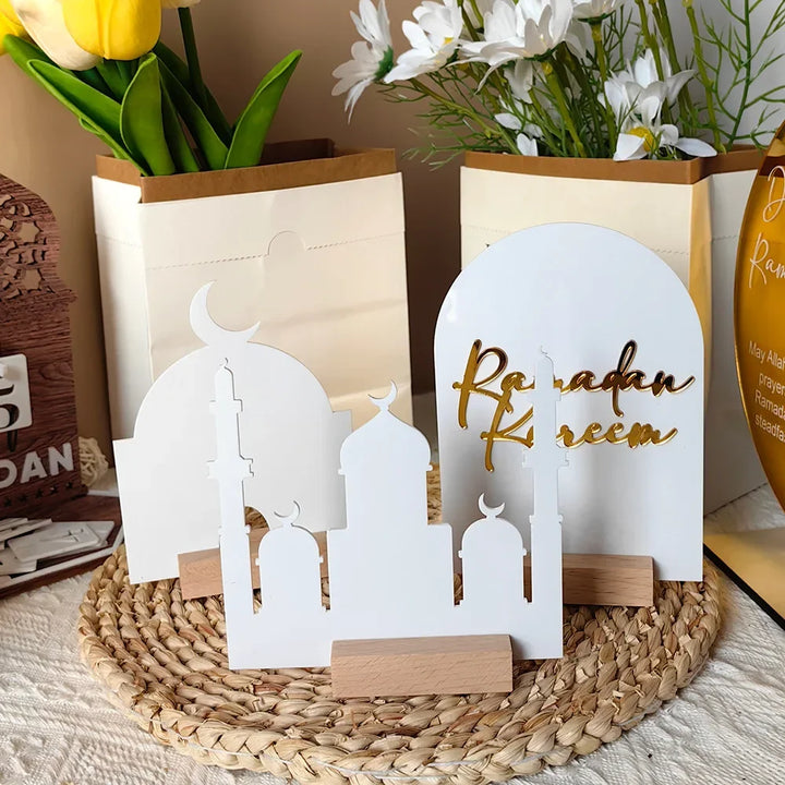 Stylish acrylic decorations for Ramadan table